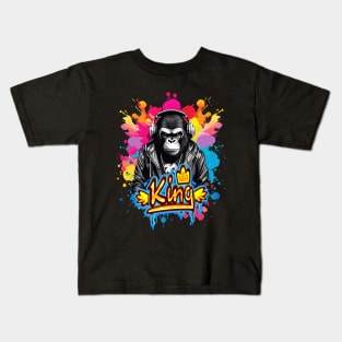 Gorilla King Street Art Style Kids T-Shirt